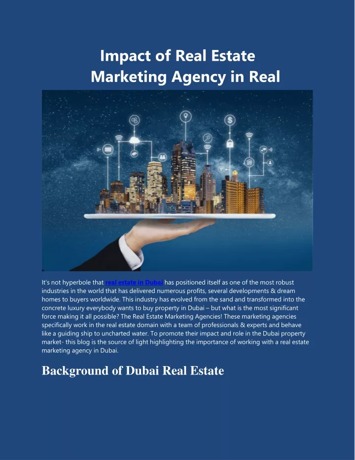 impact of real estate marketing agency in real estate dubai