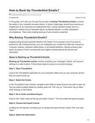 how to back up thunderbird emails