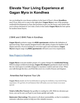 Elevate Your Living Experience at Gagan Myra in Kondhwa
