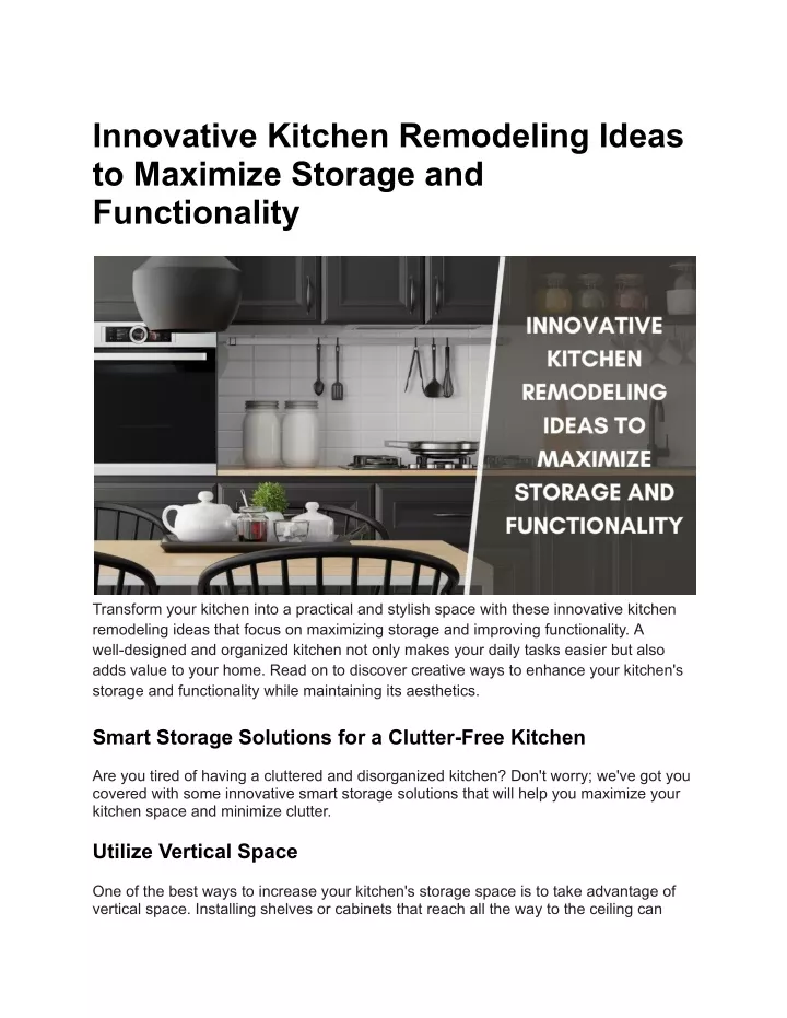 innovative kitchen remodeling ideas to maximize