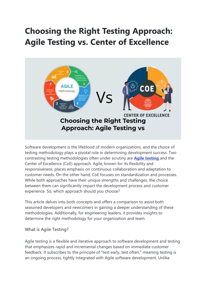 choosing the right testing approach agile testing