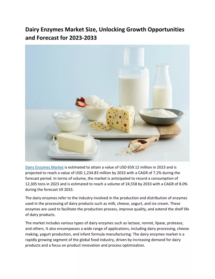 dairy enzymes market size unlocking growth