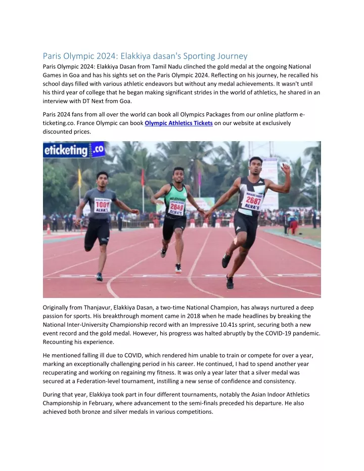 PPT Paris Olympic 2024 Elakkiya dasan's Sporting Journey PowerPoint
