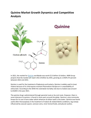 quinine market growth dynamics and competitive