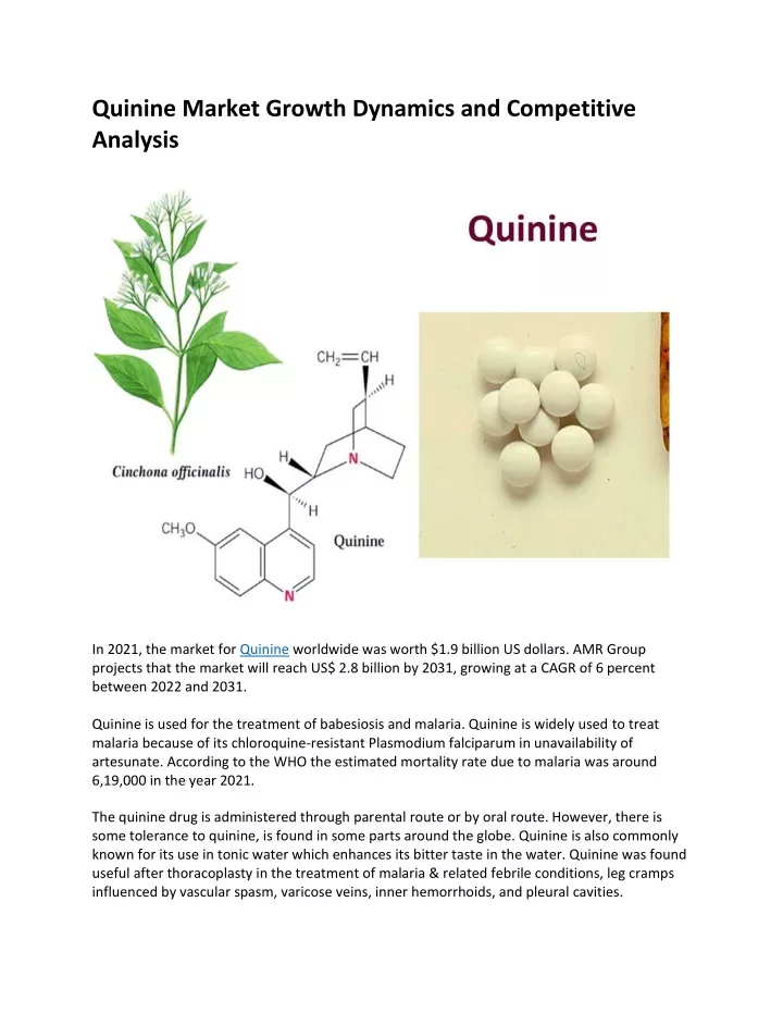 quinine market growth dynamics and competitive
