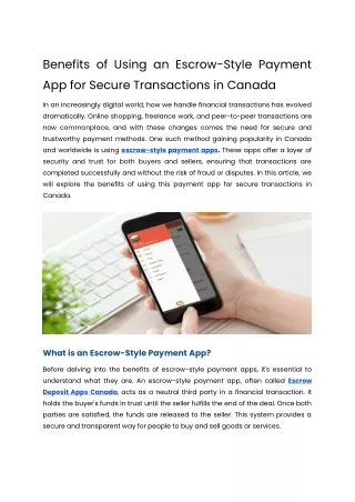 benefits of using an escrow style payment