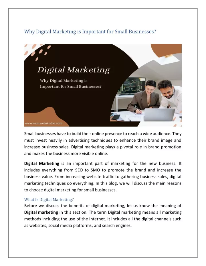 why digital marketing is important for small