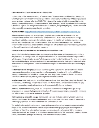 gray hydrogen future in the energy transition