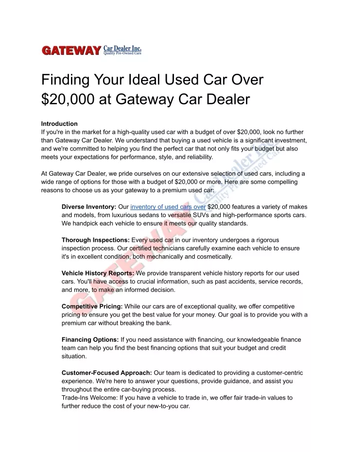 finding your ideal used car over