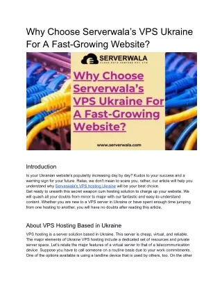 Why choose Serverwala’s VPS Ukraine for a fast-growing website