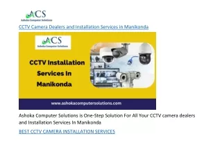 CCTV Camera Dealers and Installation Services in Manikonda