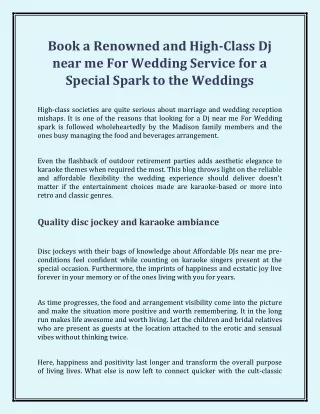 Book a Renowned and High-Class Dj near me For Wedding Service for a Special Spar