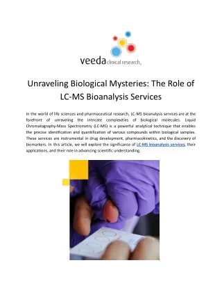LC-MS Bioanalysis Services