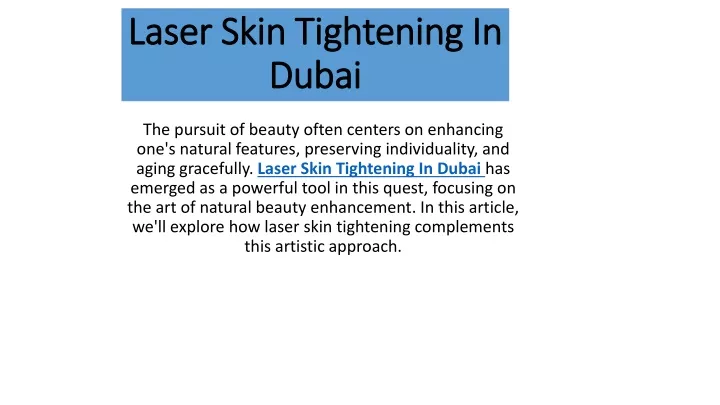 laser skin tightening in laser skin tightening