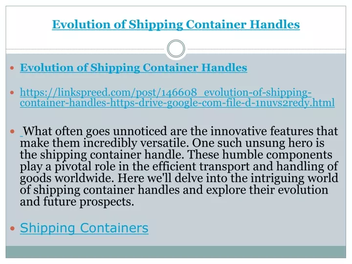 evolution of shipping container handles