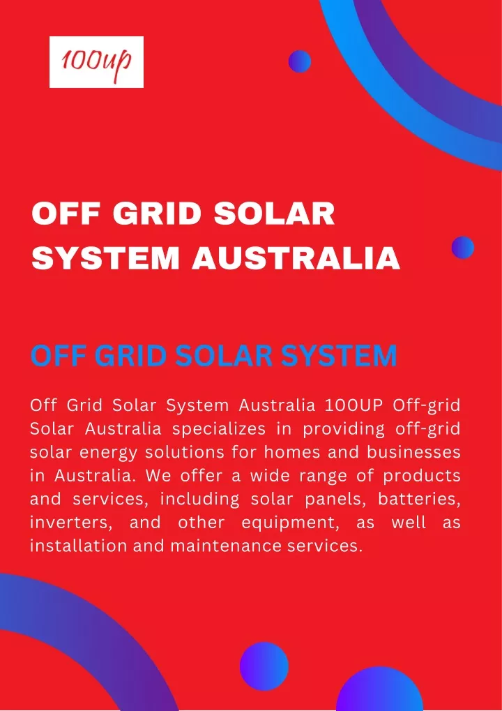 off grid solar system australia