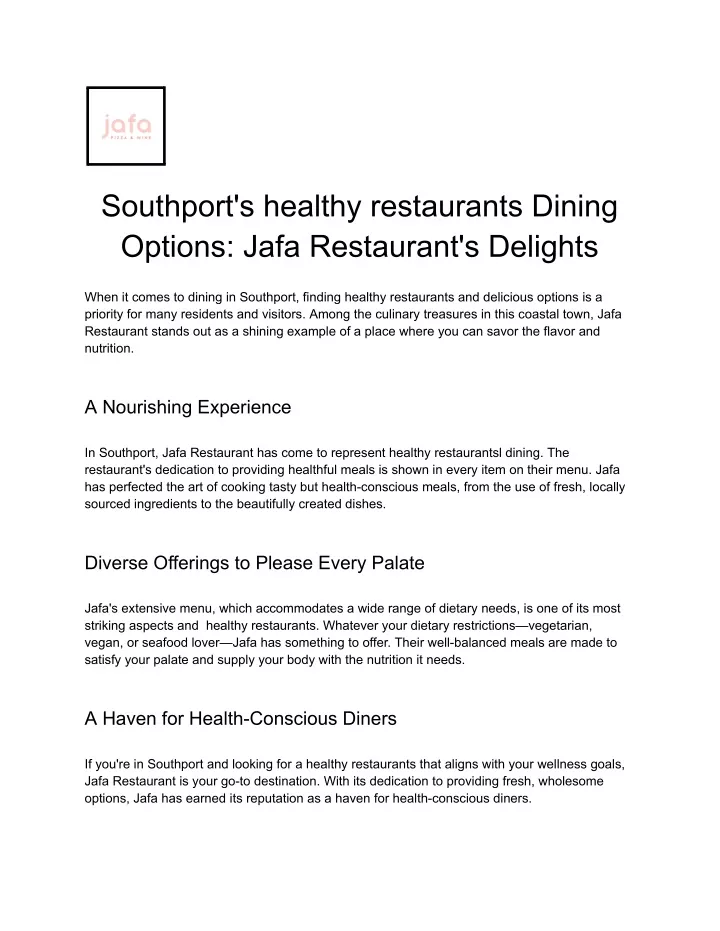 southport s healthy restaurants dining options