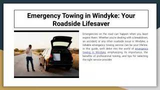 Emergency Towing in Windyke