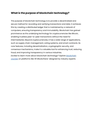 what is the purpose of blockchain technology