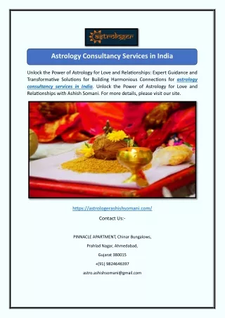 Astrology Consultancy Services in India