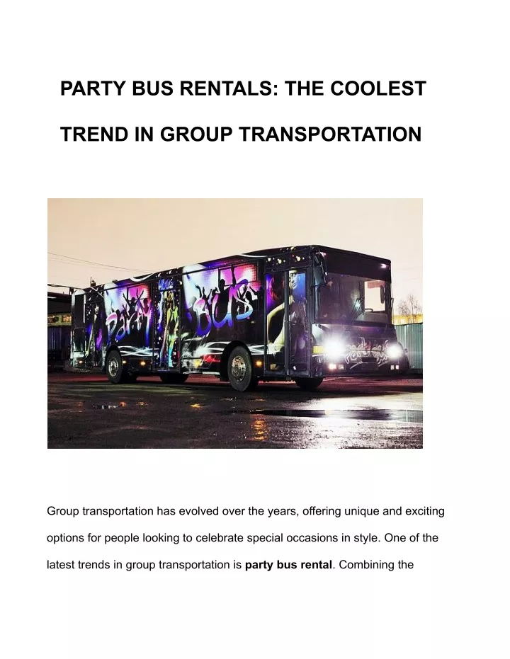 party bus rentals the coolest