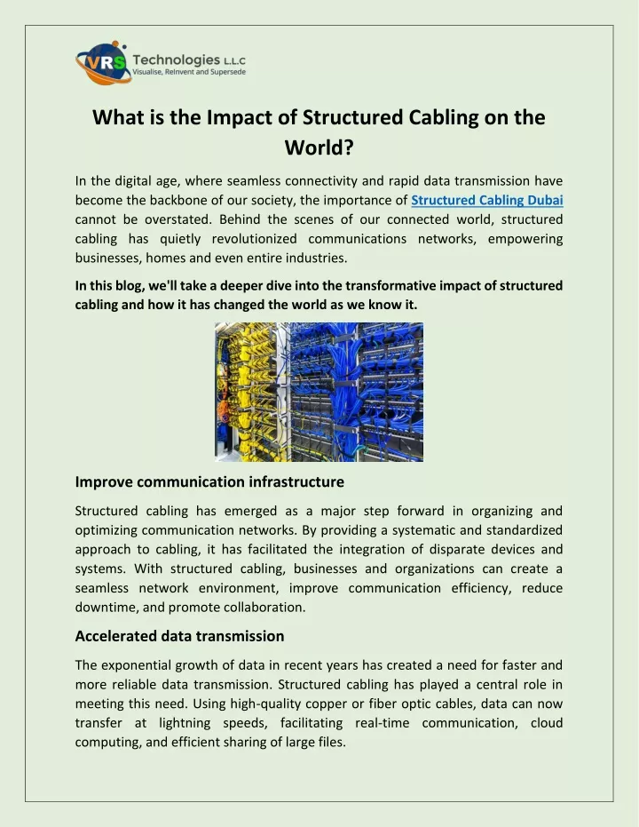 what is the impact of structured cabling