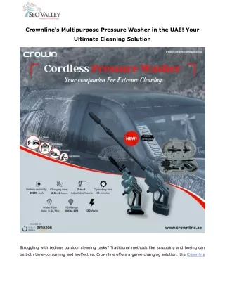 Crownline's Multipurpose Pressure Washer in the UAE! Your Ultimate Cleaning Solution