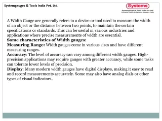 width gauges manufacturers in India