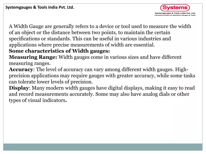 systemgauges tools india pvt ltd