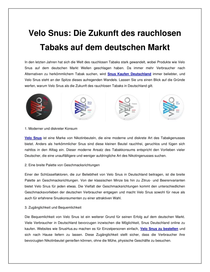 velo snus die zukunft des rauchlosen