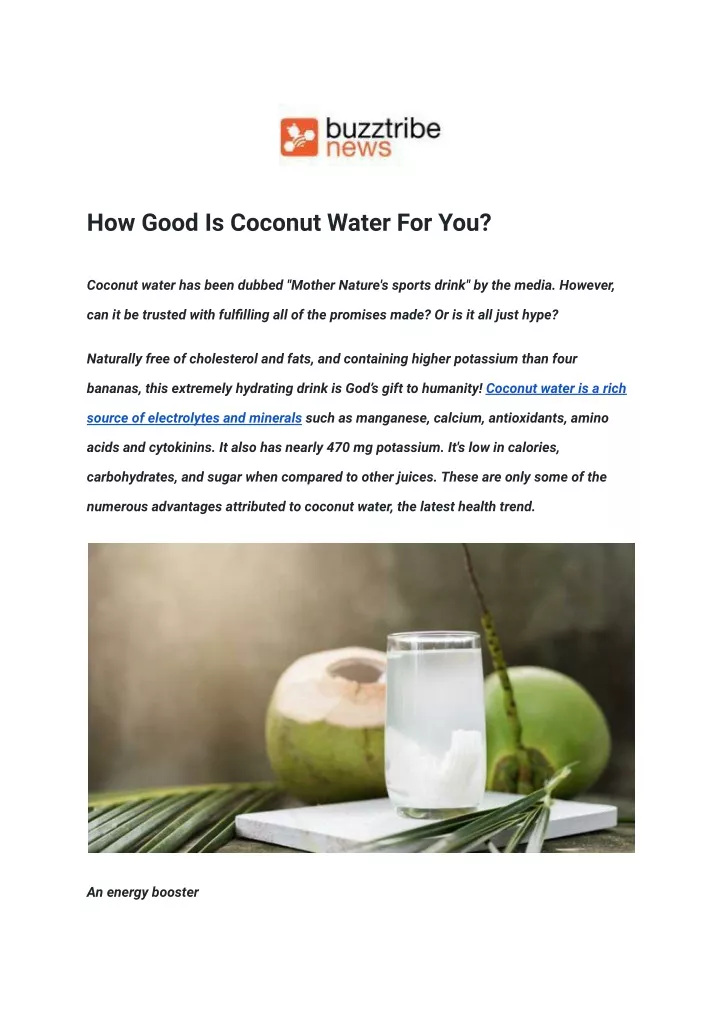 how good is coconut water for you