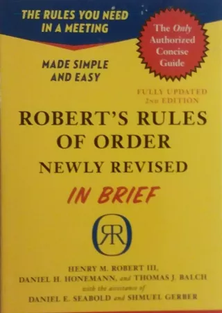 [PDF] DOWNLOAD  Robert's Rules of Order Newly Revised In Brief, 2nd edition (Rob