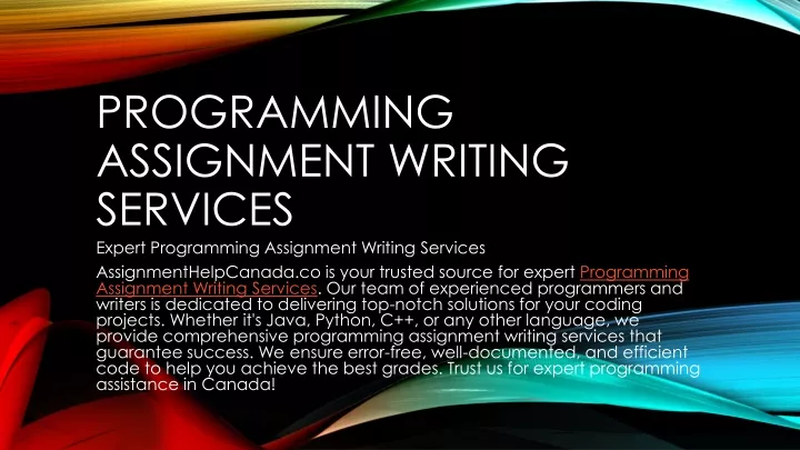 programming assignment writing services