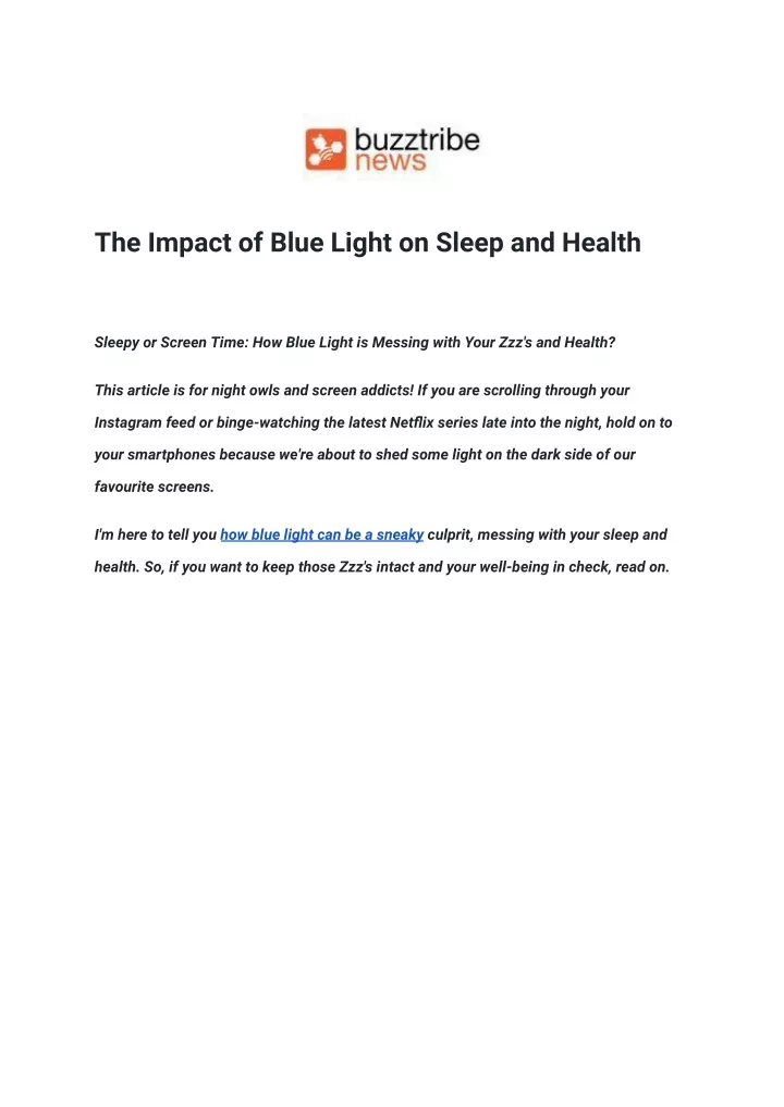 the impact of blue light on sleep and health