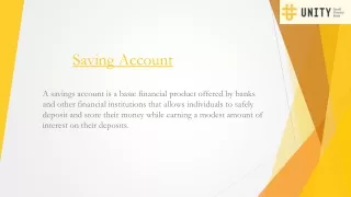 Unity Small Finance Bank Savings Accounts