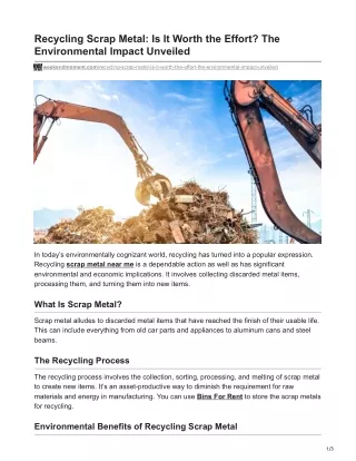 Recycling Scrap Metal Is It Worth the Effort The Environmental Impact Unveiled