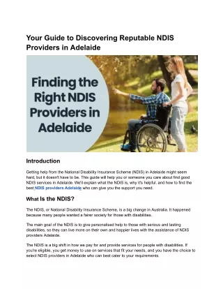 Your Guide to Discovering Reputable NDIS Providers in Adelaide