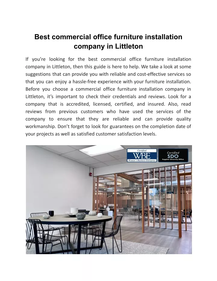 best commercial office furniture installation