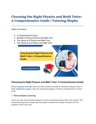 choosing the right physics and math tutor
