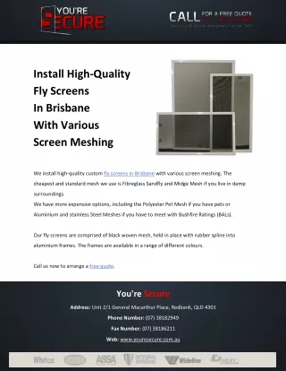 Install High-Quality Fly Screens In Brisbane With Various Screen Meshing