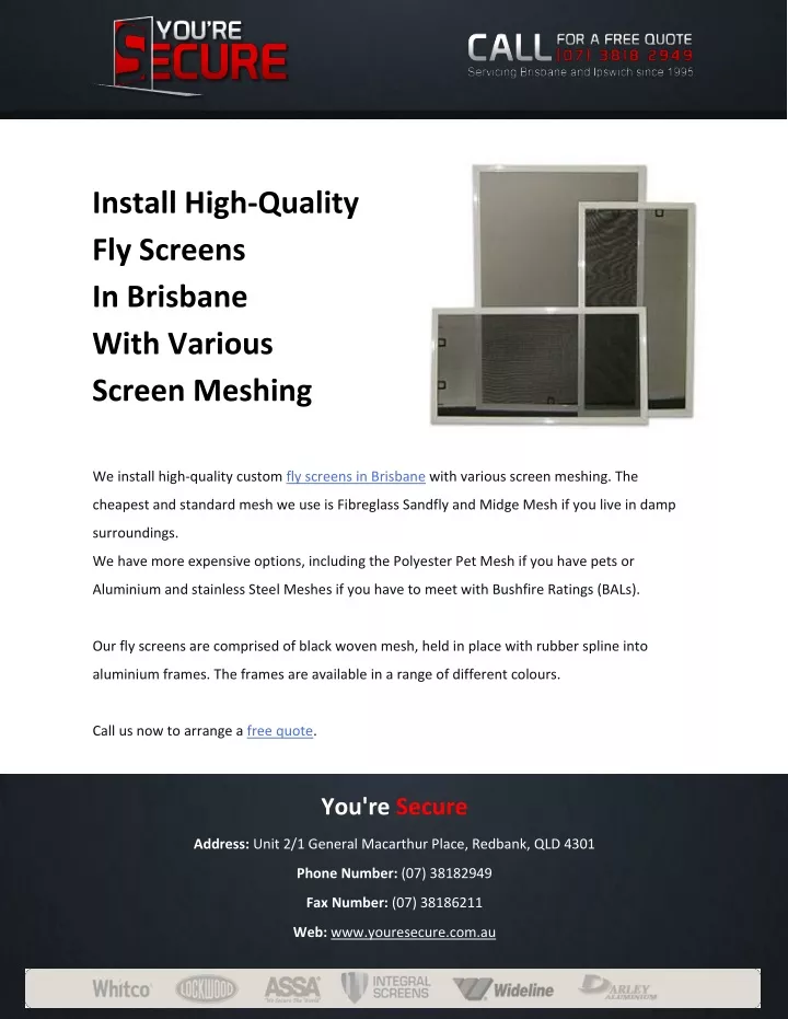 install high quality fly screens in brisbane with