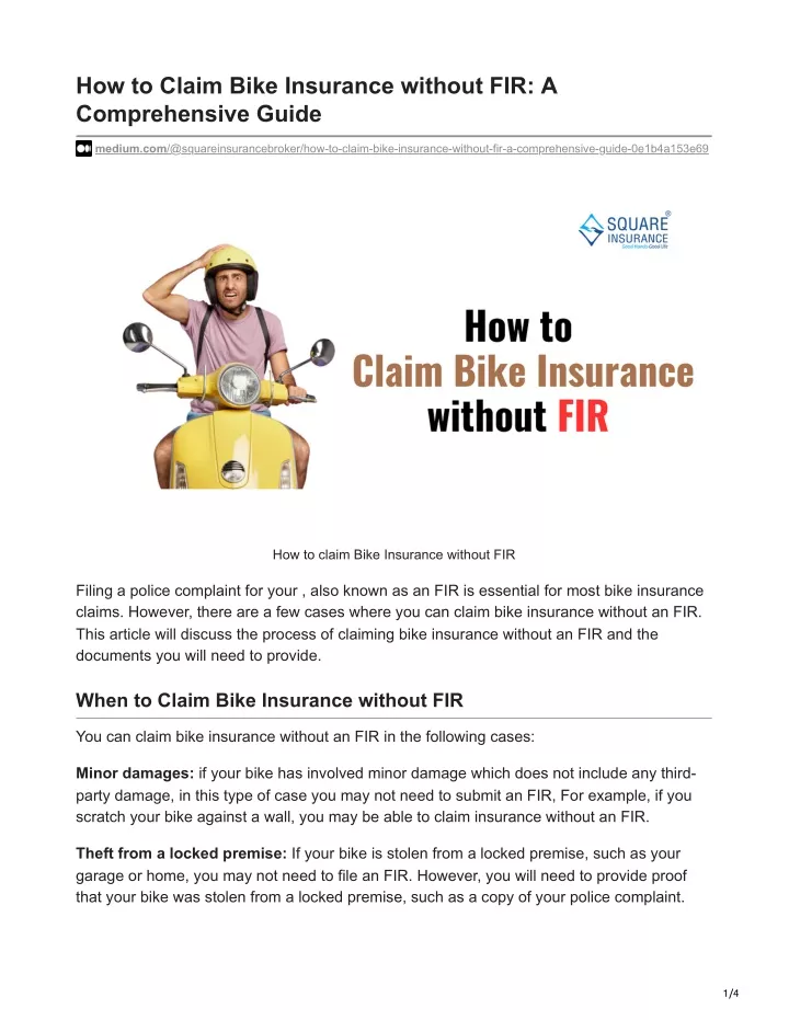 how to claim bike insurance without