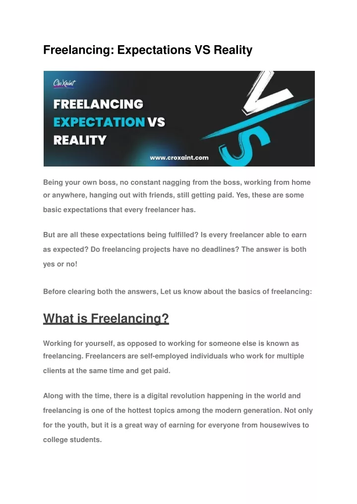 freelancing expectations vs reality