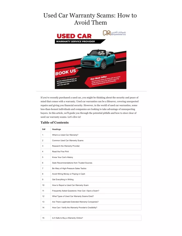 used car warranty scams how to avoid them