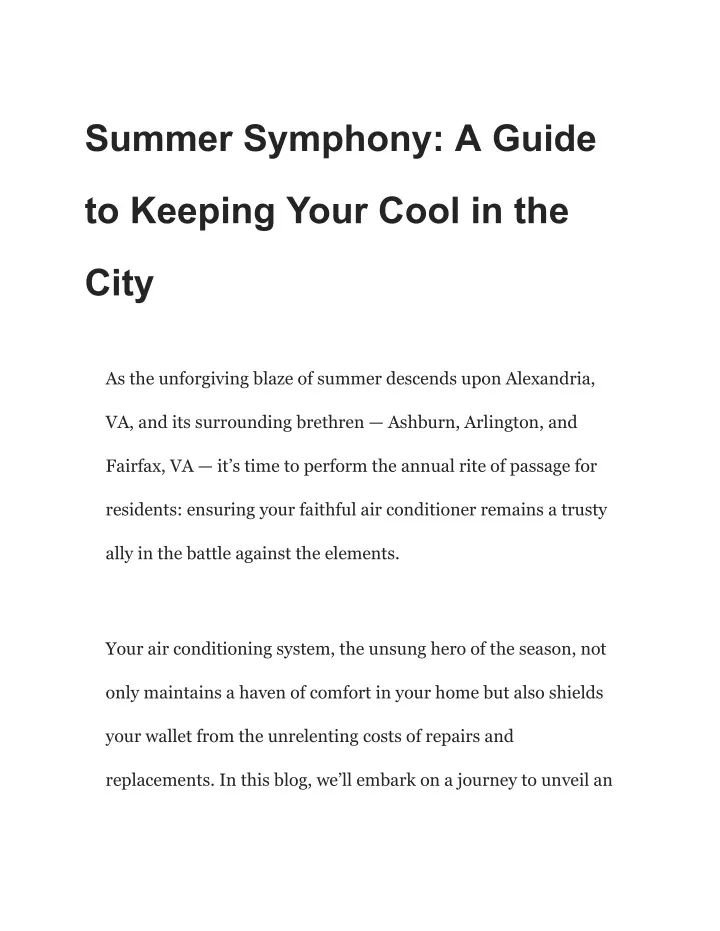 summer symphony a guide