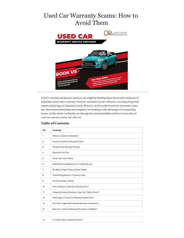 used car warranty scams how to avoid them