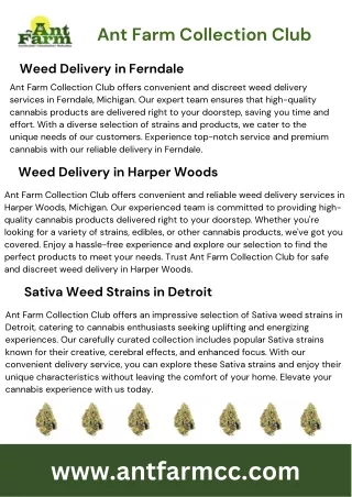 Get Easily Weed Delivery in Ferndale by Ant Farm!
