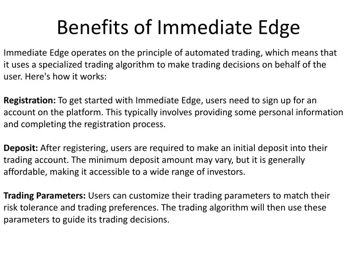 benefits of immediate edge