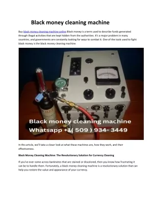 Black money cleaning machine Online