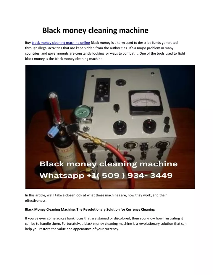 black money cleaning machine